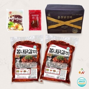 [봄내푸드] 봄내닭갈비 선물세트 (봄내닭갈비 1kg 2팩+소스+우동)
